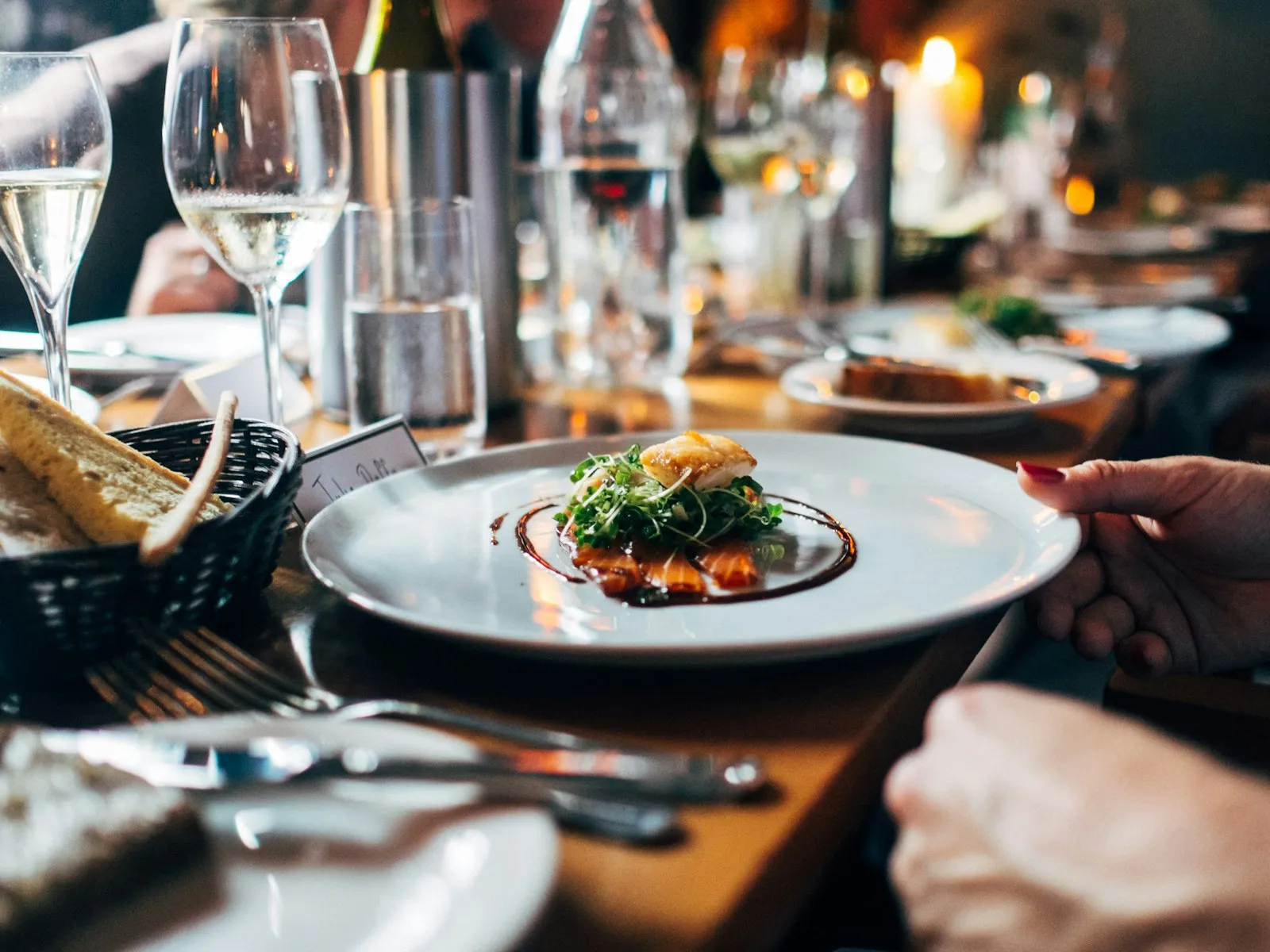 A plated fine dining course presented on porcelain