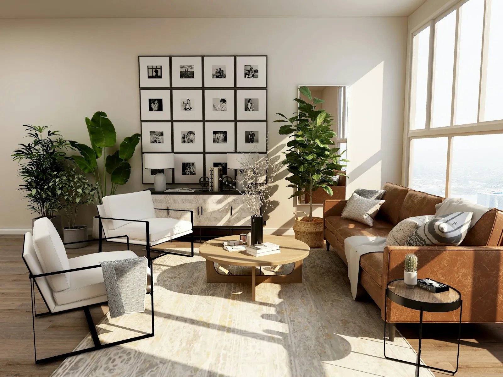 A minimal interior detail with warm materials